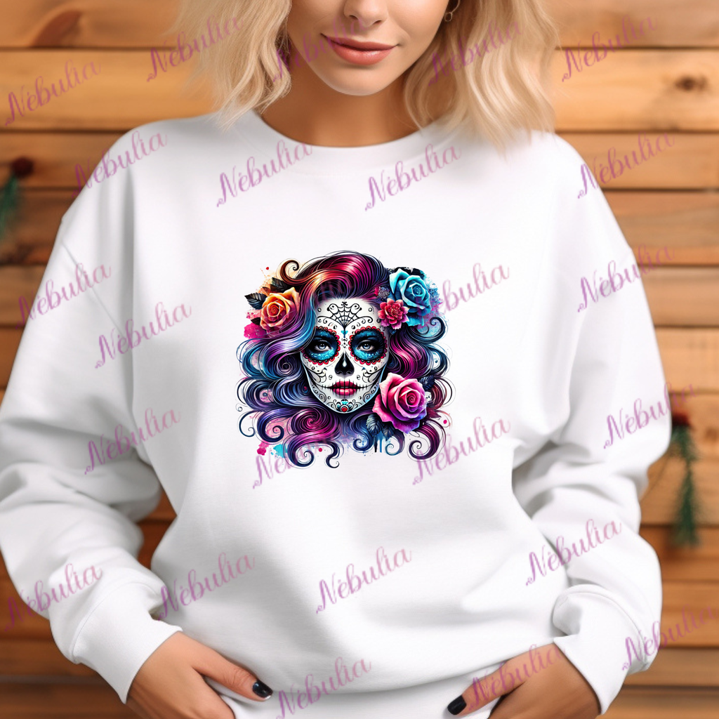Sweat Skull Flower Woman (Bleu Royal, XS)