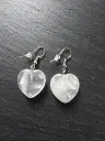 Boucle d'oreille forme cœur Cristal de roche