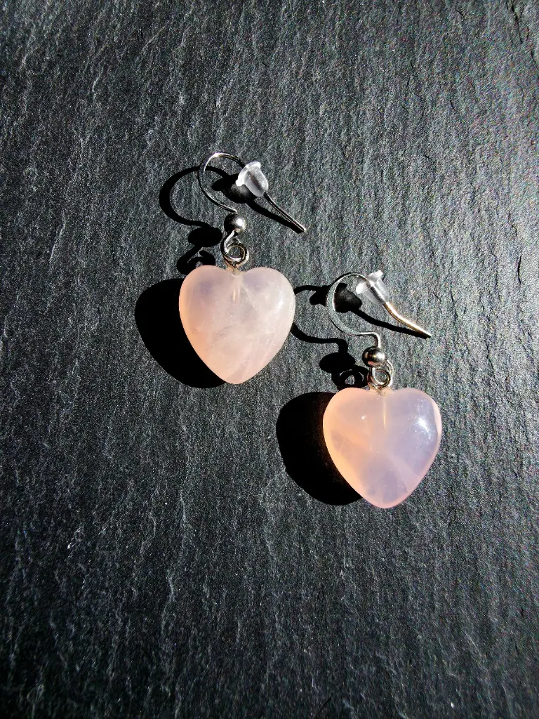 Boucle d'oreilles cœur Quartz rose