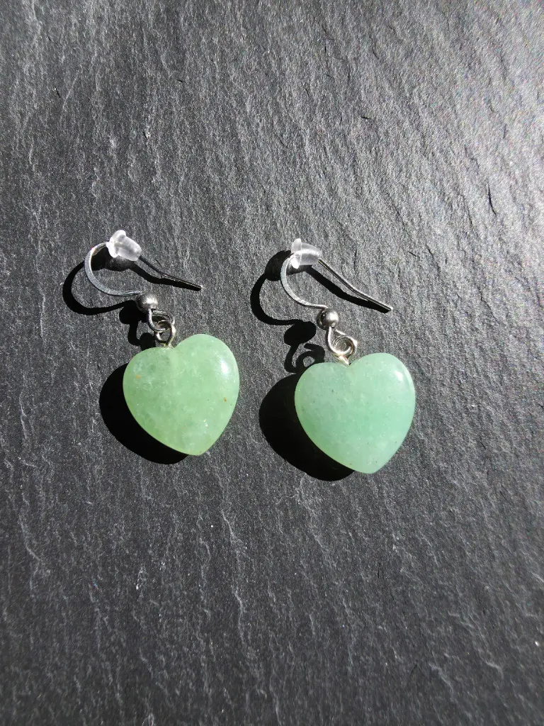 Boucle d'oreilles Coeur en Aventurine Verte