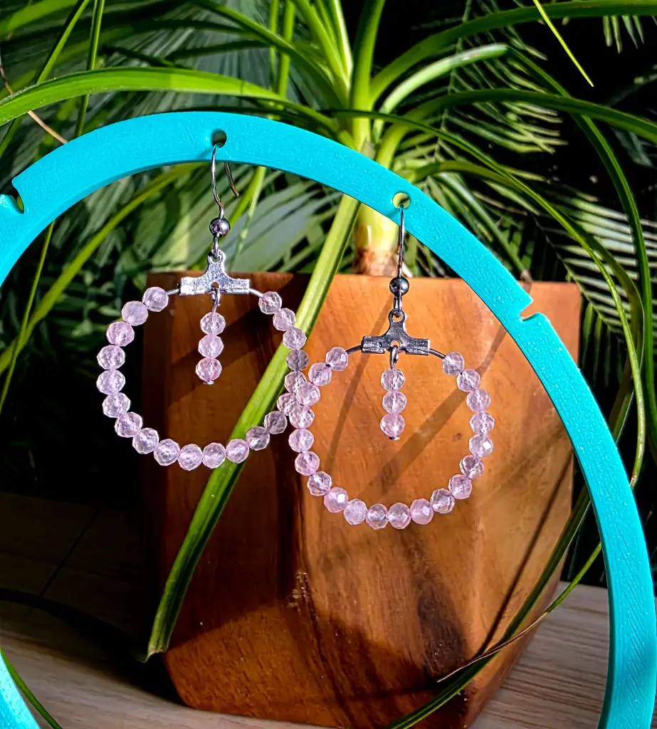 Créole en Quartz rose en perle facettée