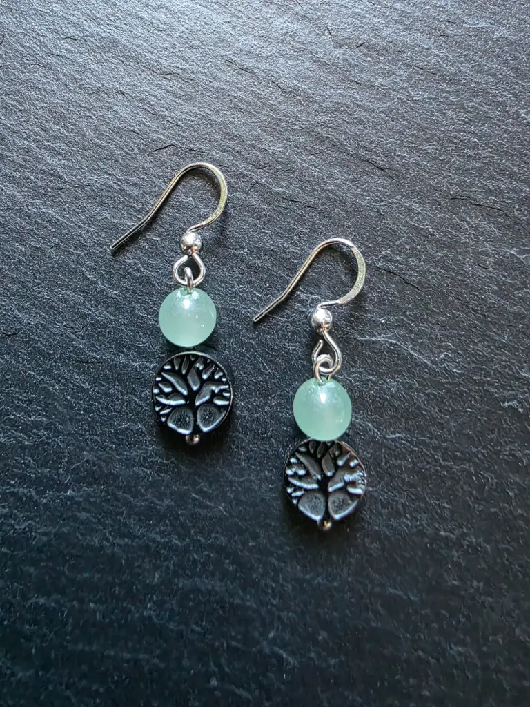 Boucle d'oreille "Racine de perle" (Aventurine verte)