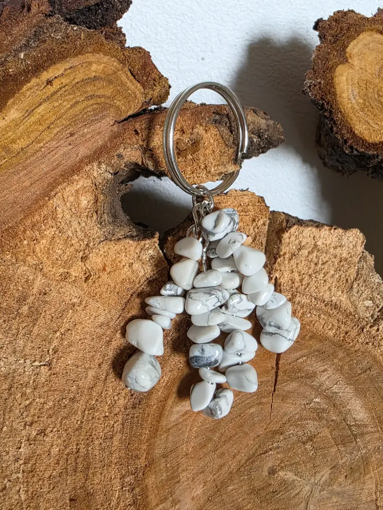 Porte clé Howlite corail