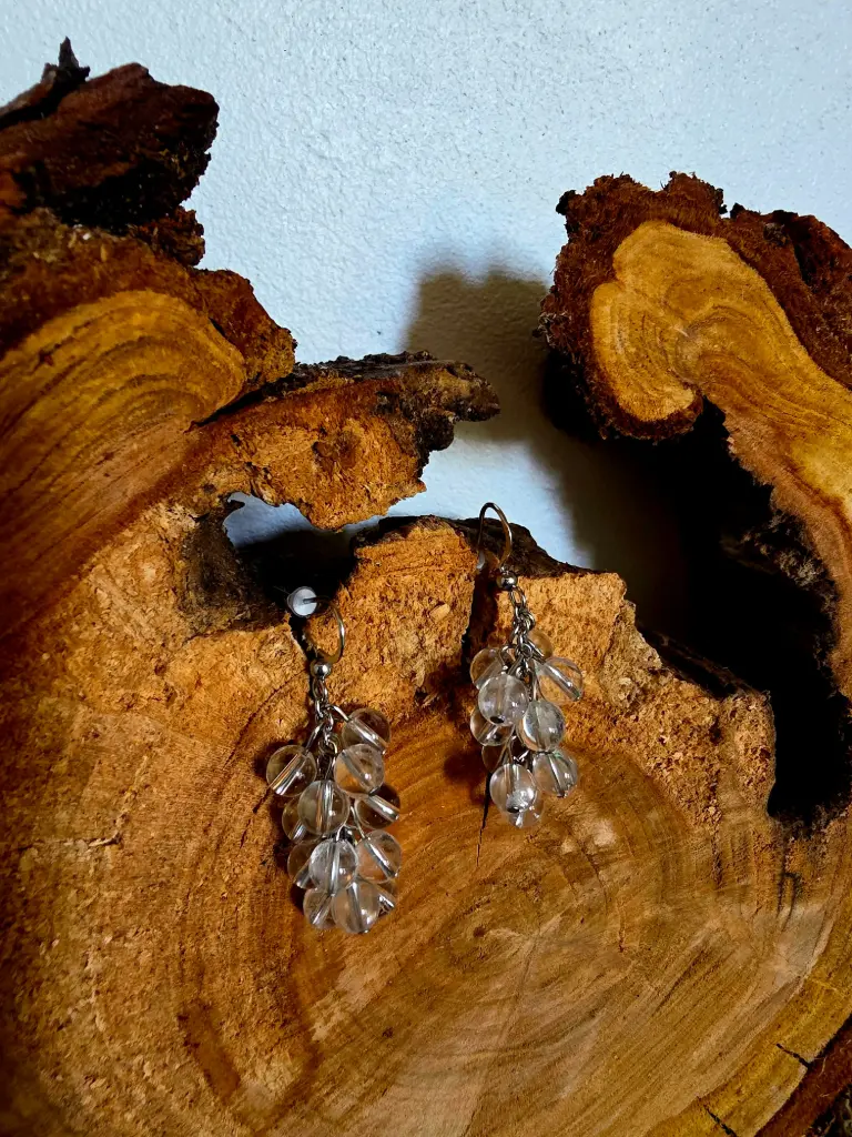 Boucle d'oreille "grappe de raisin" en cristal de roche