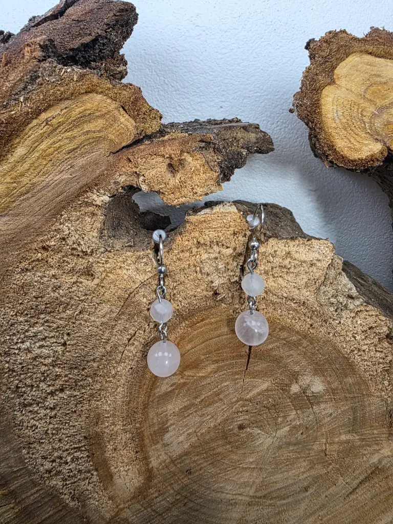 Boucle d'oreille "Douce symphonie" en Quartz rose