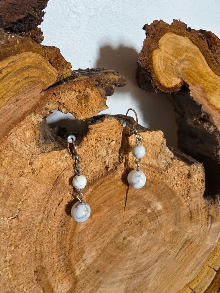 Boucle d'oreille "Douce symphonie" en Howlite