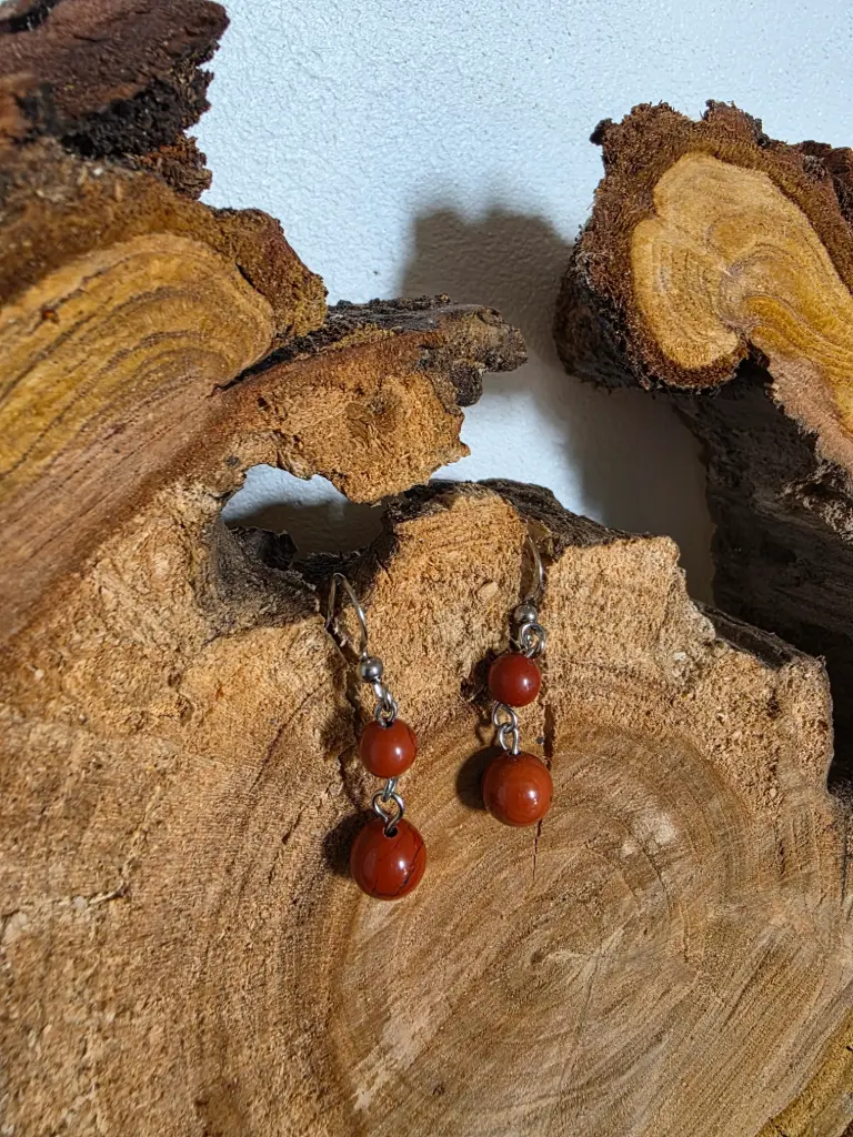 Boucle d'oreille "Douce symphonie" en Jaspe Rouge