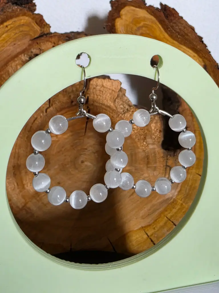 Boucles d'oreilles en Sélénite