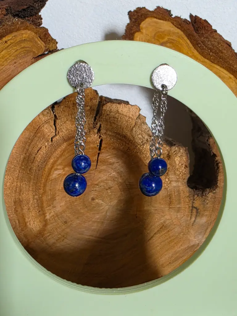Boucle d'oreille "Lauréa" Lapis lazuli