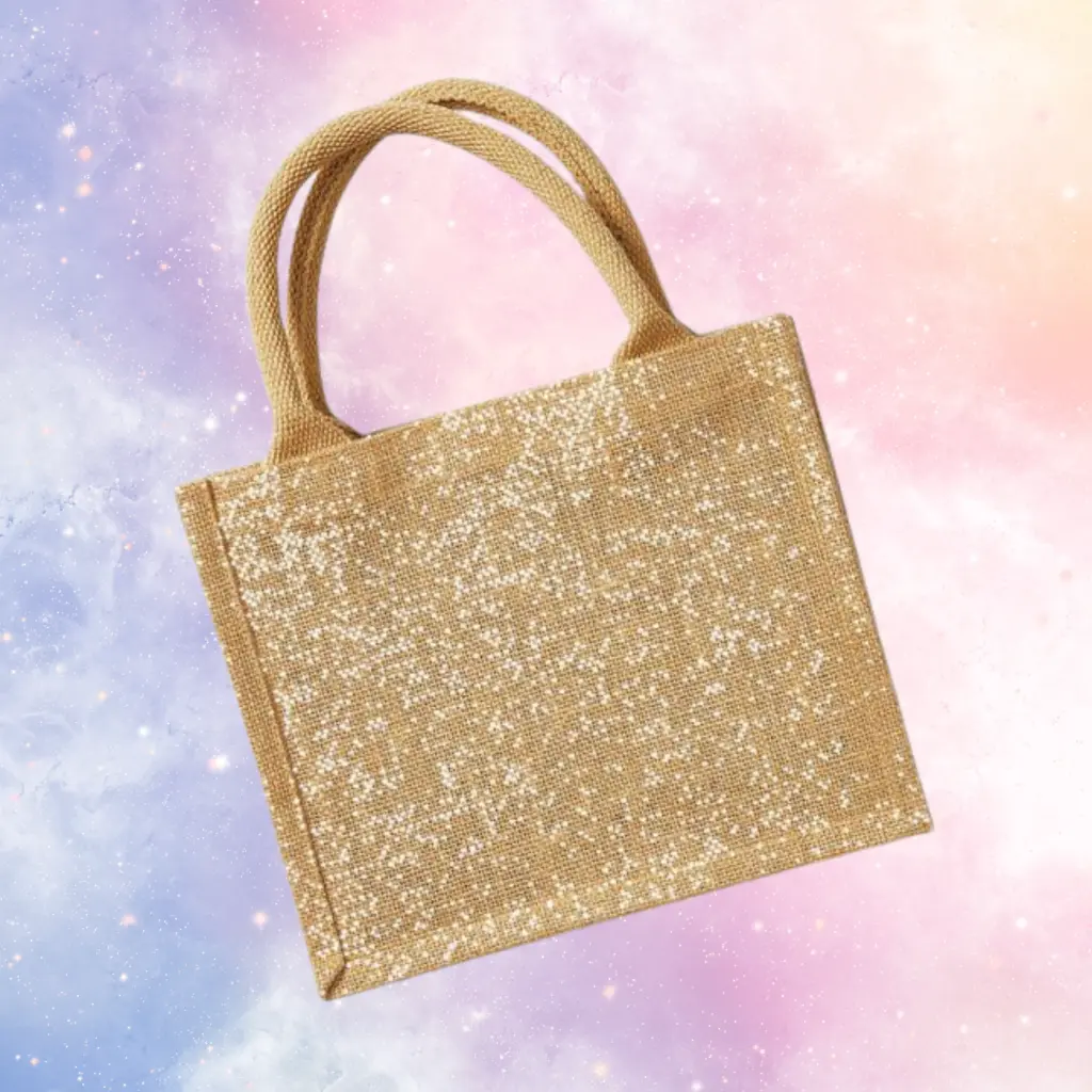 Petit sac en toile de jute "Créez  l'exception qui vous ressemble" (Avec pierre naturelles)