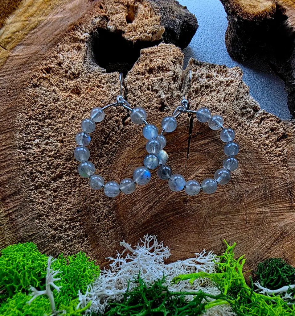 Boucle d'oreille créole en Labradorite