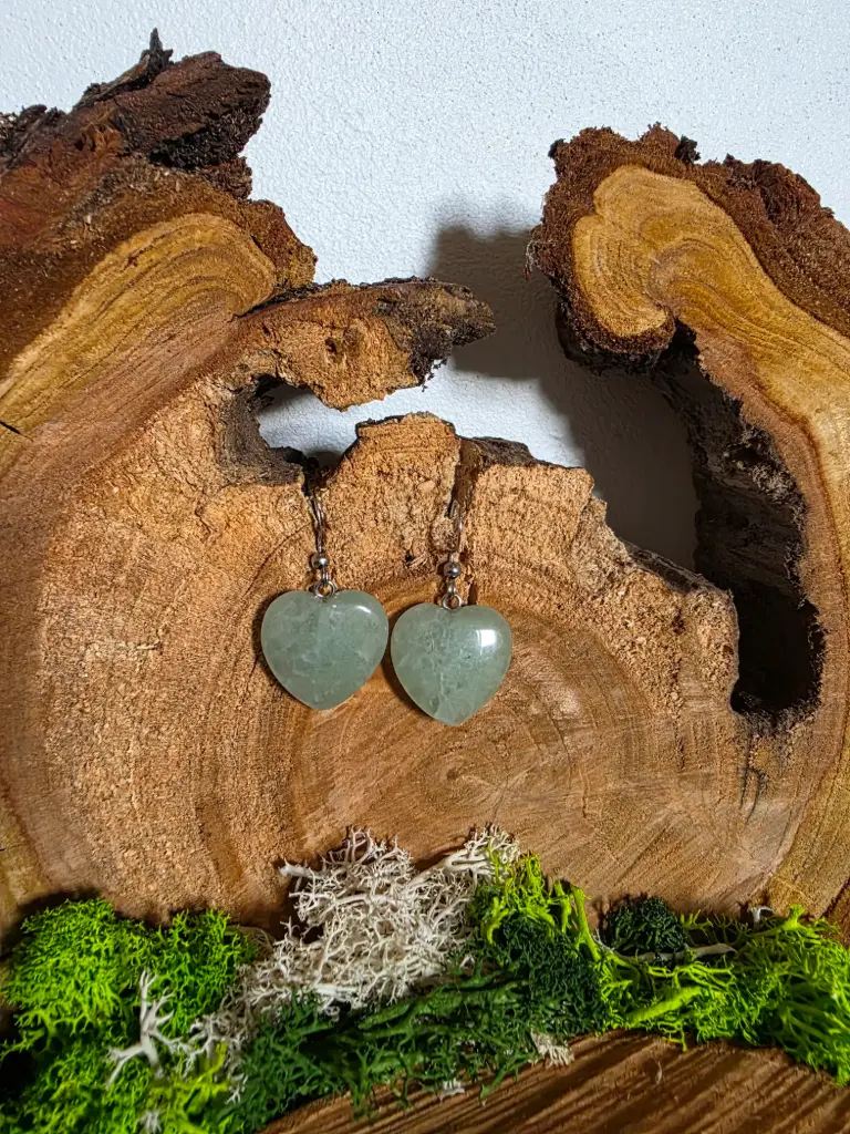 Boucle d'oreilles Cœur en Aventurine Verte (2,5cm)