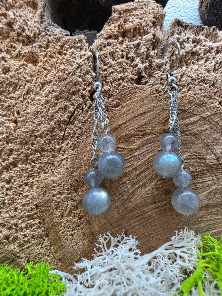 Boucle d'oreille longue en Labradorite  