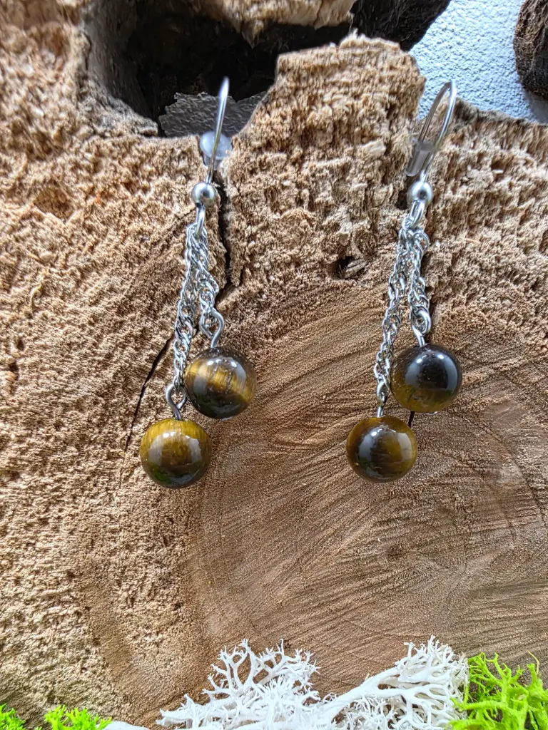 Boucle d'oreille œil de tigre