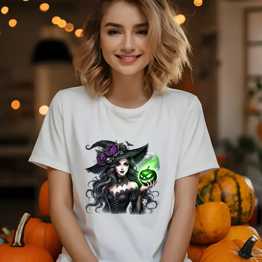 Tee-shirt Halloween "Sorcière citrouille"