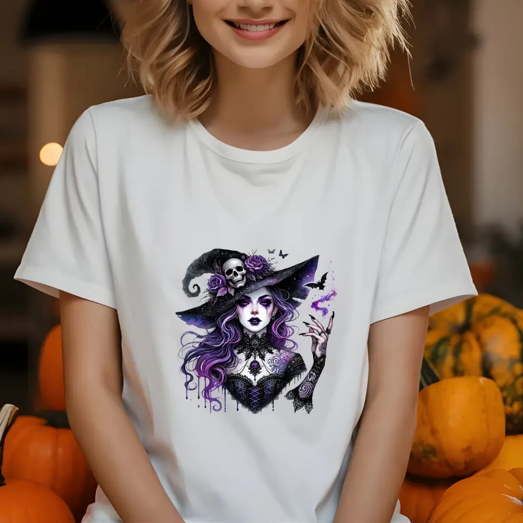 Tee-shirt Halloween "Sorcière Purple"