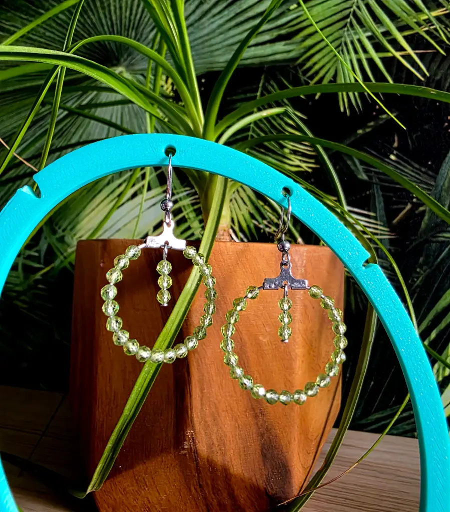  Créole en perle facetté de Péridot