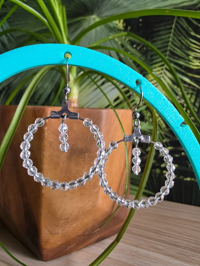  Créole en perle facetté Cristal de roche