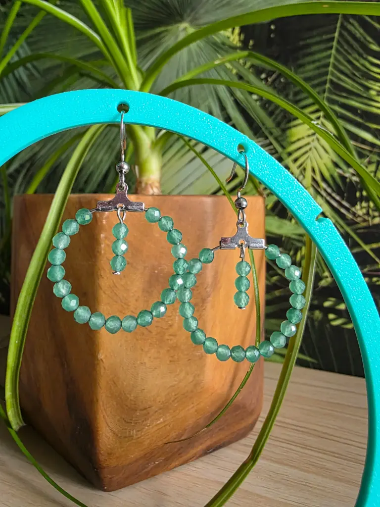 Créole en Aventurine verte en perle facettée