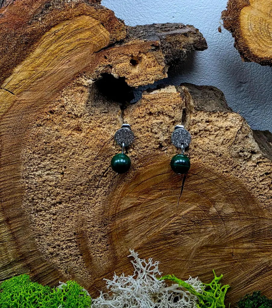 Boucle d'oreille "Una" Malachite