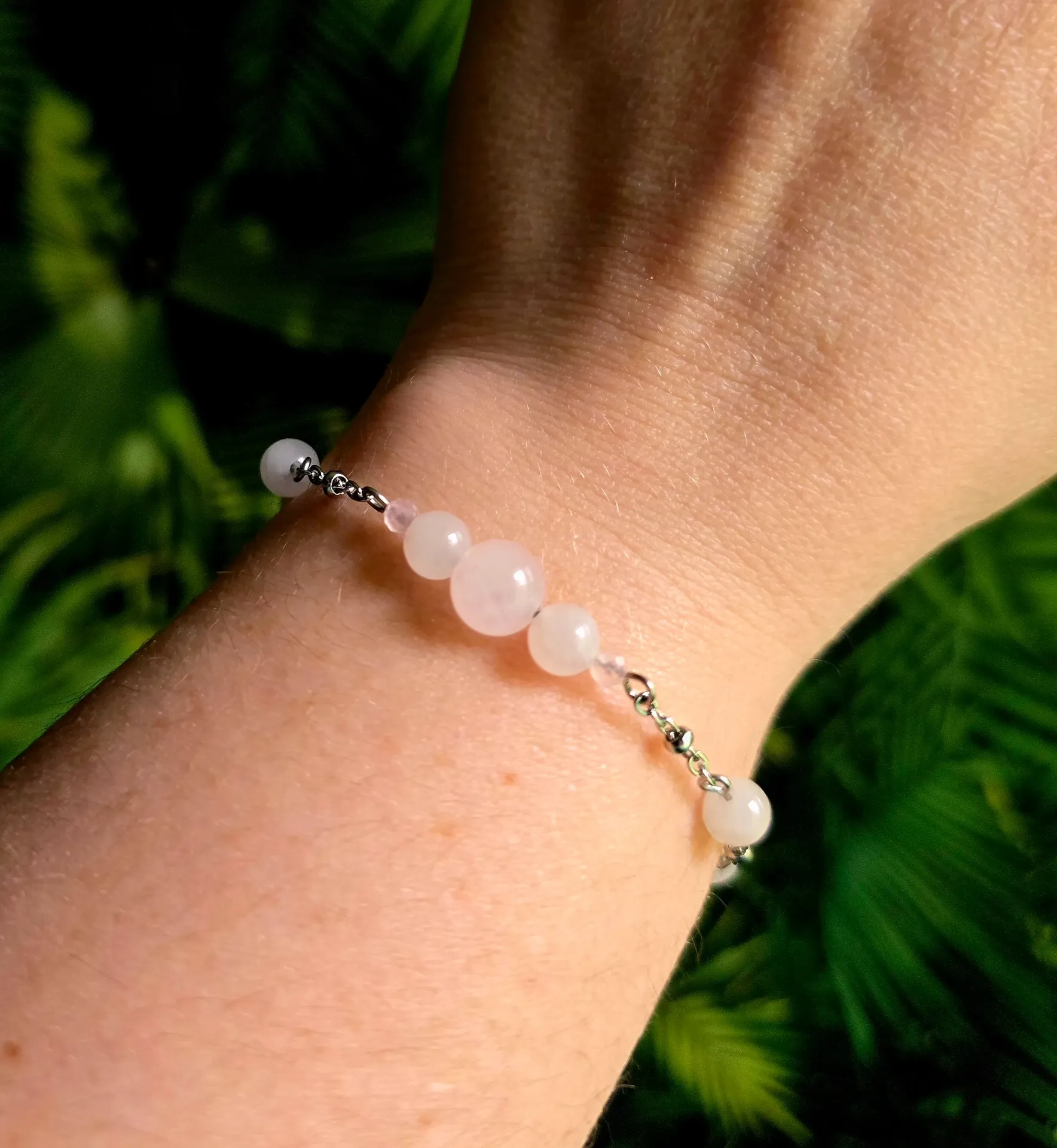 Bracelet "Ambrelune" en Quartz Rose