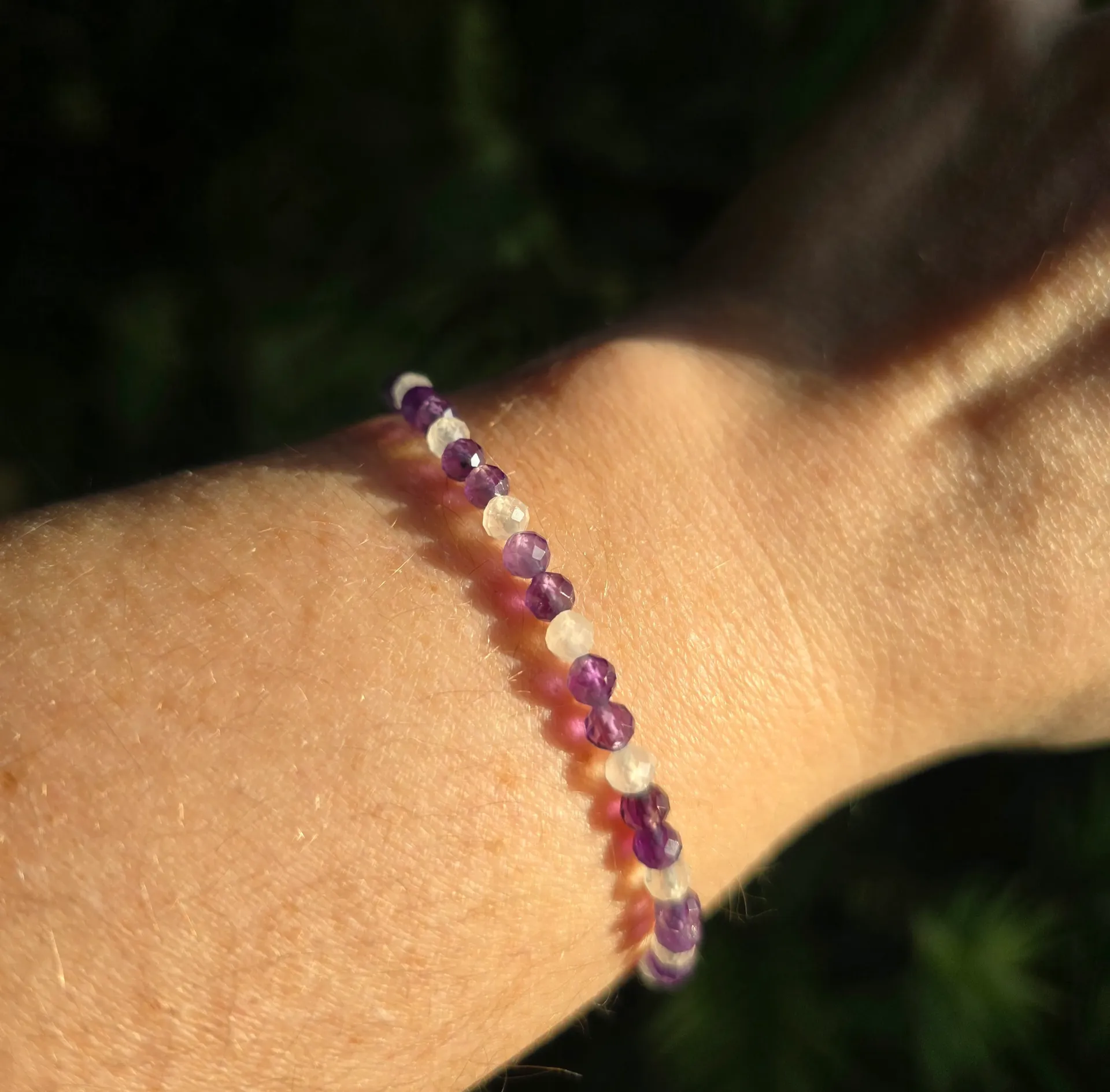 Bracelet Faciéta Améthyste et Péristérite🤍💜