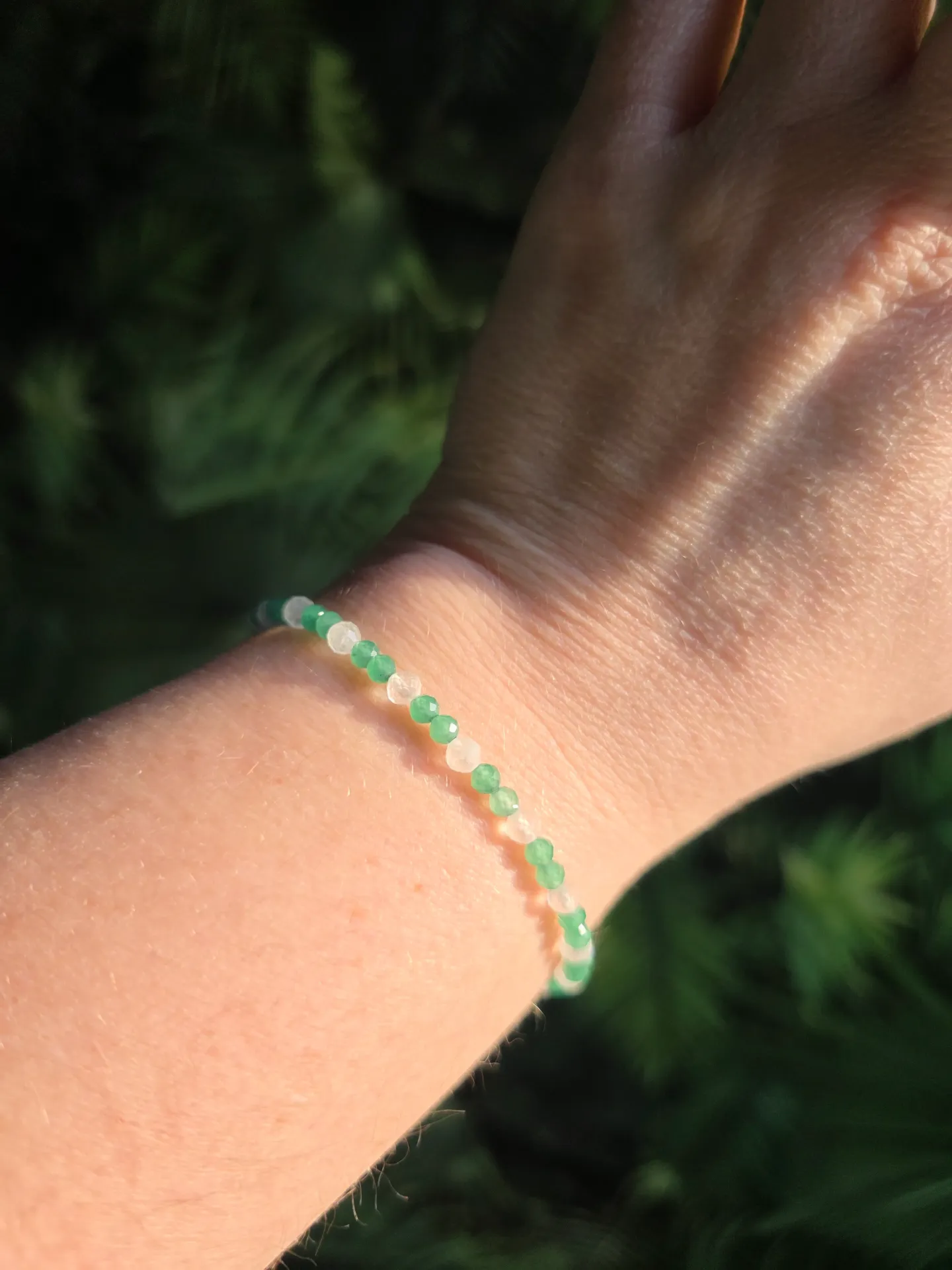 Bracelet Faciéta Aventurine verte et Péristérite