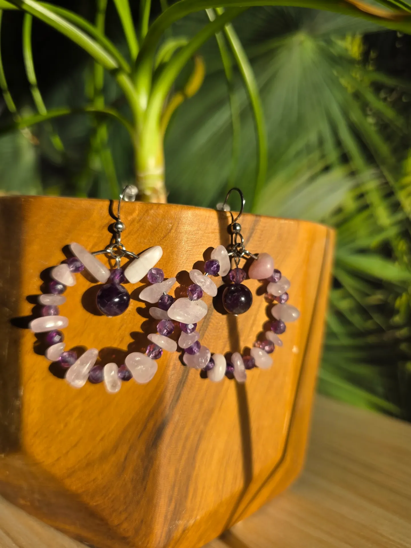 Créole en Kunzite et Améthyste