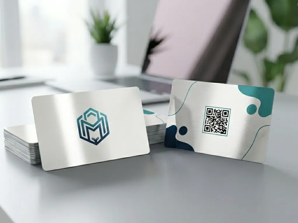 Cartes de Visite Premium en Aluminium Brillant – Personnalisées (Recto/Verso)