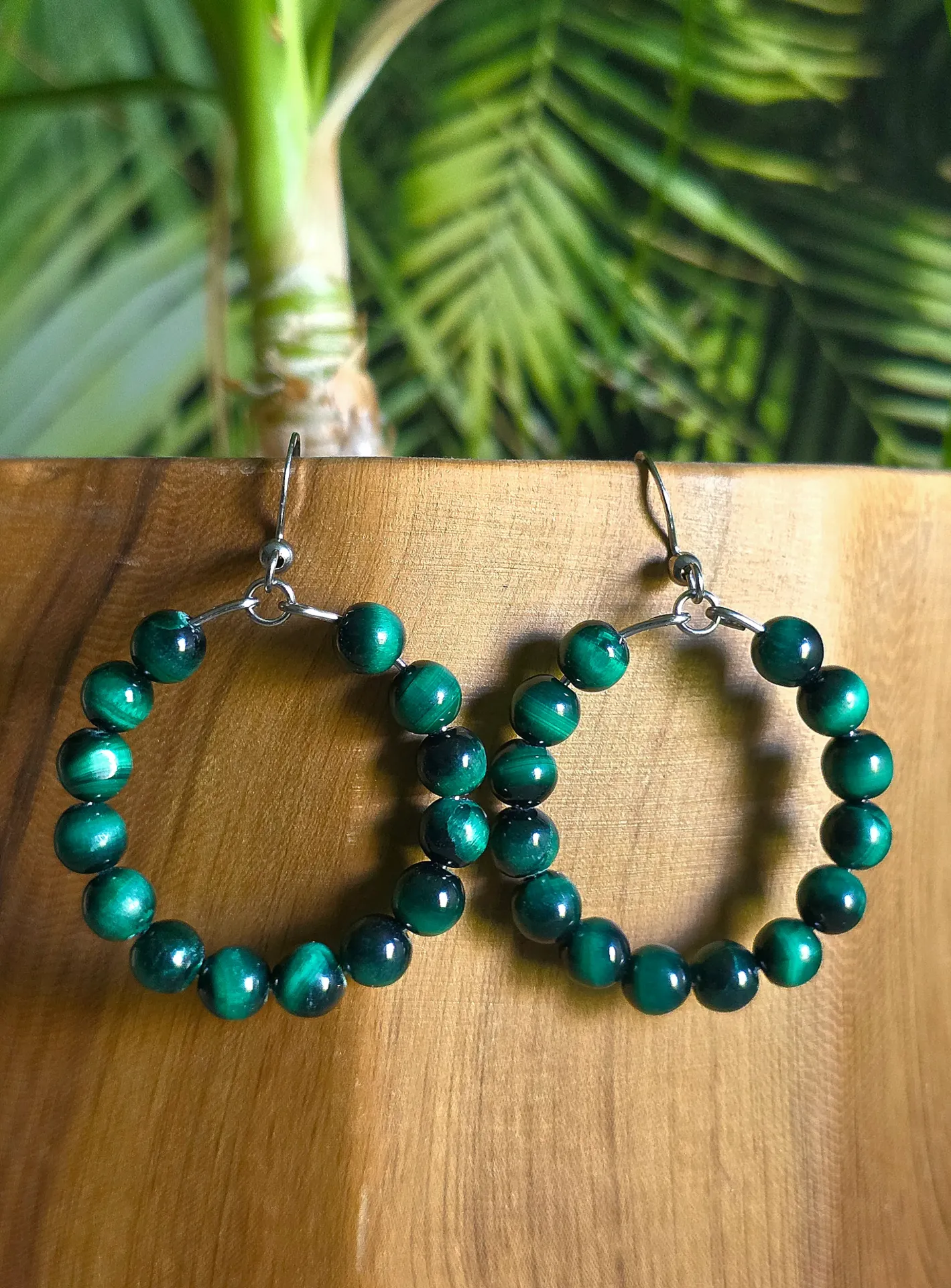 Créoles "Éclat Végétal" – 100% Malachite