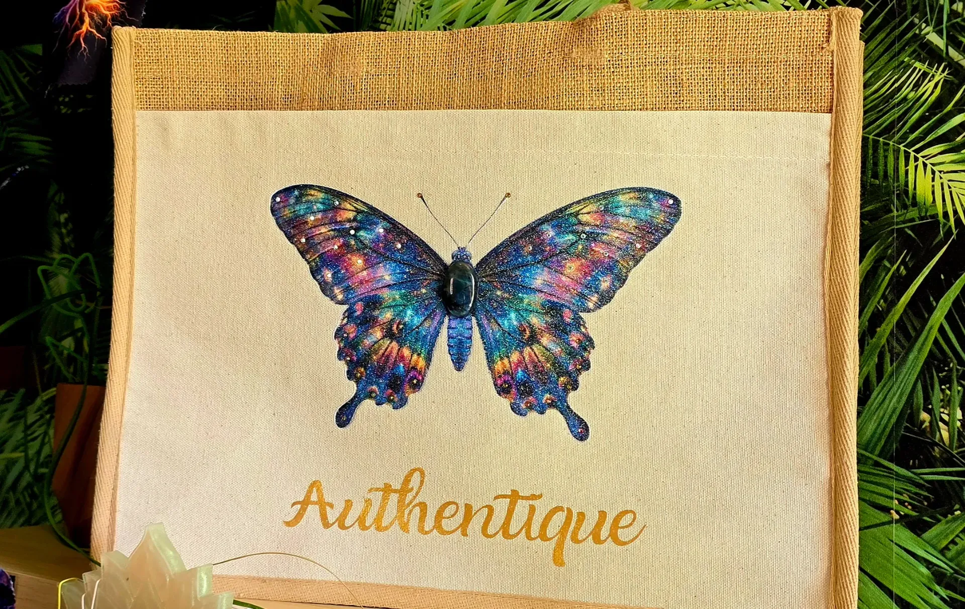Sac en toile de Jute et coton 🦋Papillon🦋