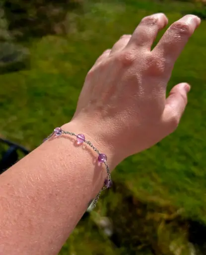 Bracelet Acier inoxydable et perle d'Améthyste