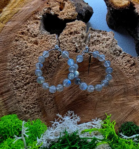 Boucle d'oreille créole en Labradorite