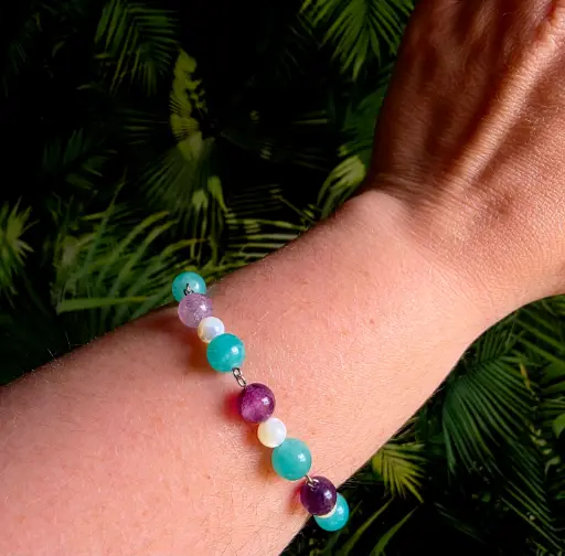 Bracelet Fluorine multicouleur, nacre et Amazonite
