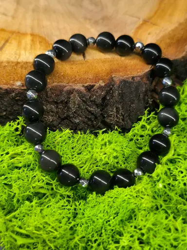 🖤Bracelet Obsidienne Œil céleste en 8mm🖤