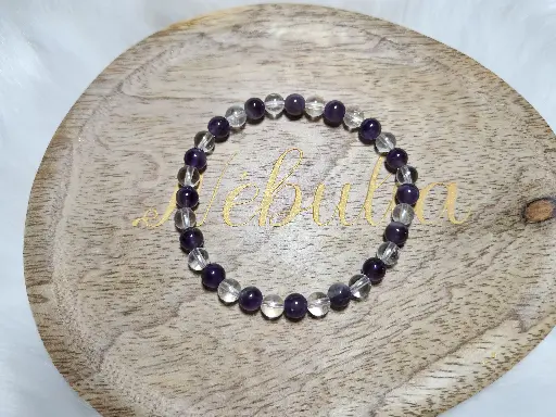 Bracelet en Améthyste et Cristal de roche
